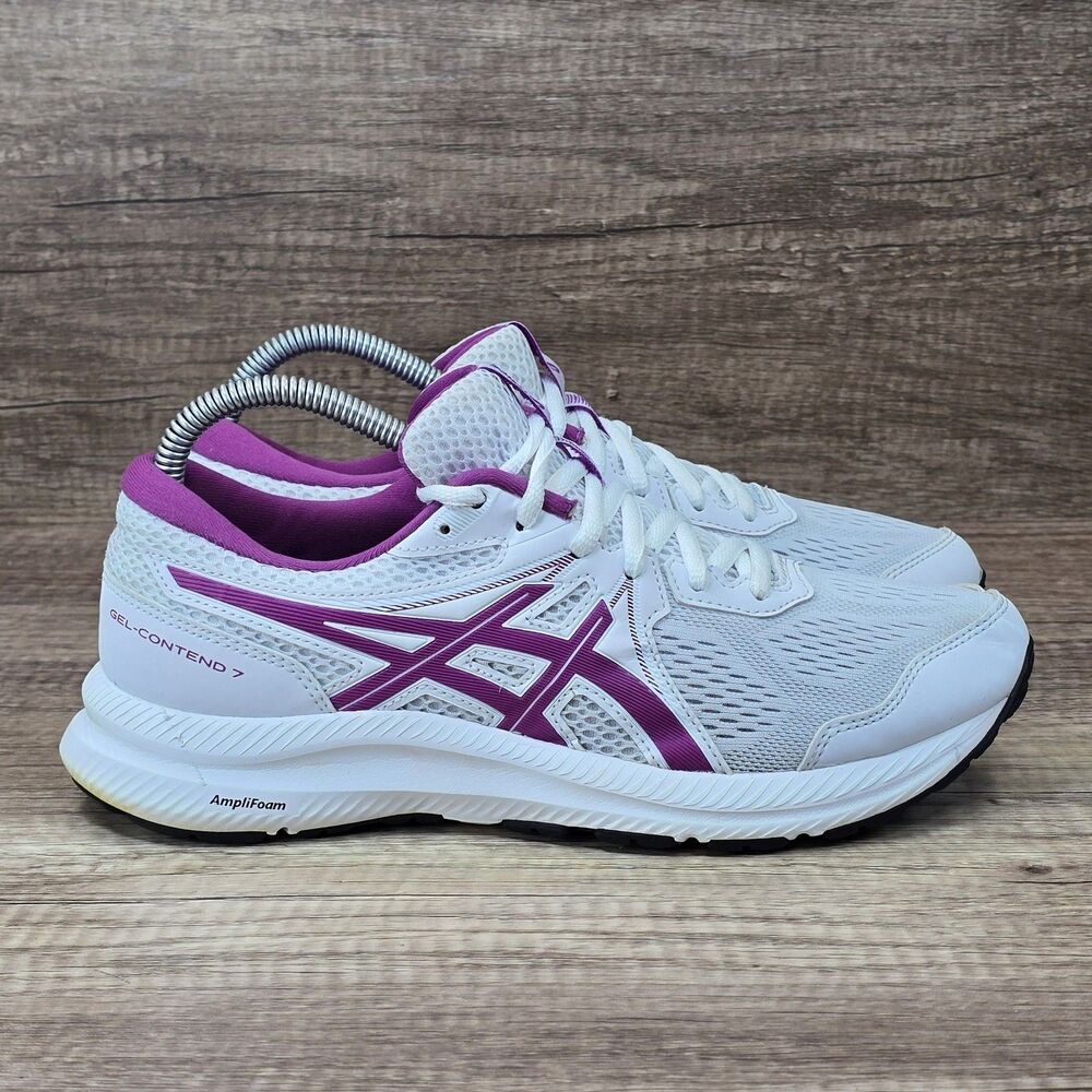 ASICS Gel Contend 7 Women's Size 8.5 White Digital Grape Running Shoes (1012A911